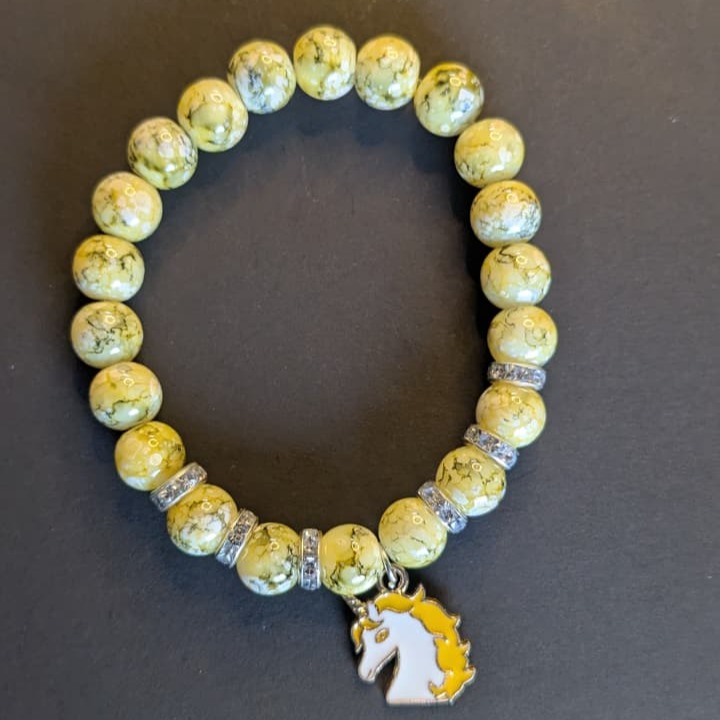 Sunny Unicorn Crackle Beaded Bracelet